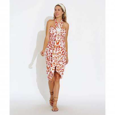 Animal Print Pareo with Buckle   No Hairband