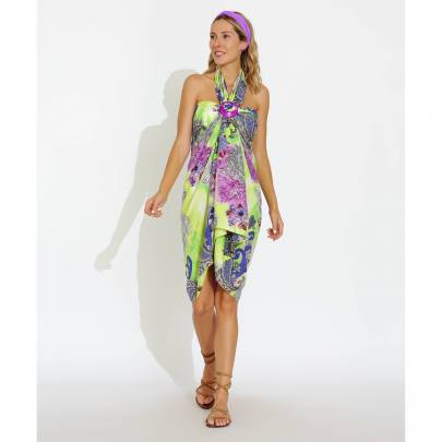 Paisley Print Pareo with Buckle- No Hairband