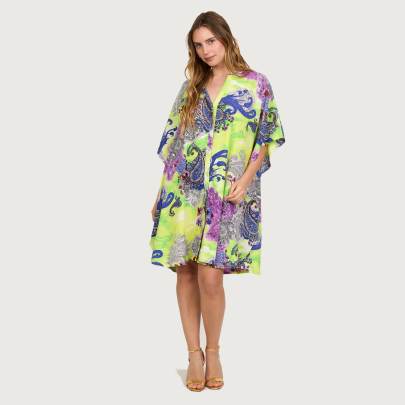 Printed Paisley Beach Kaftan Free Size     Colorful Resort Wear for Women   Sun Rose Fashions