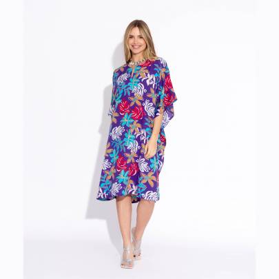 Purple Tropical Beach Kaftan Dress Free Size