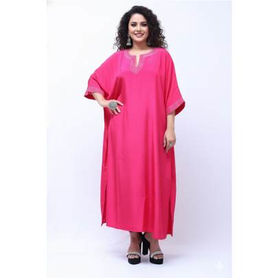 Solid Pink Designer Long Kaftan