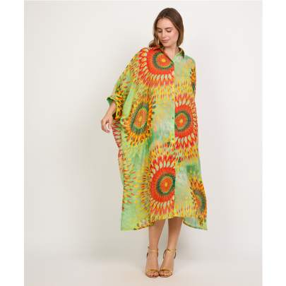 Sunburs printed short beach kaftan