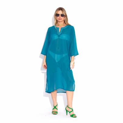 Teal Beach kurta Cover-Up