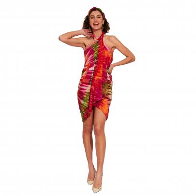 Tie-Dye Print Pareo with Buckle