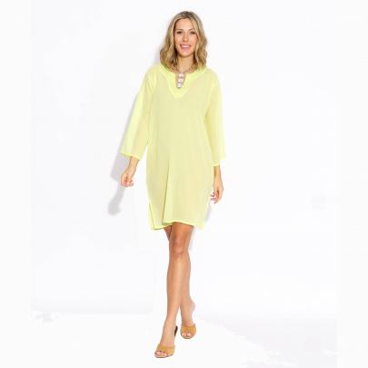Yellow Georgette Kurta Dress – Elegant Summer Tunic XL